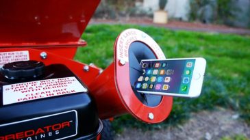 Ağaç öğütme makinesine atılan iPhone 7!