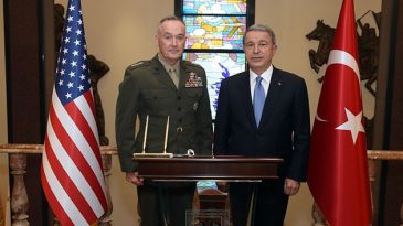 Milli Savunma Bakanı Akar, ABD Genelkurmay Başkanı Dunford ile bir araya geldi