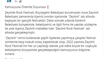 Edremit Belediyesi nde Zeytinli Rock Festivali açıklaması